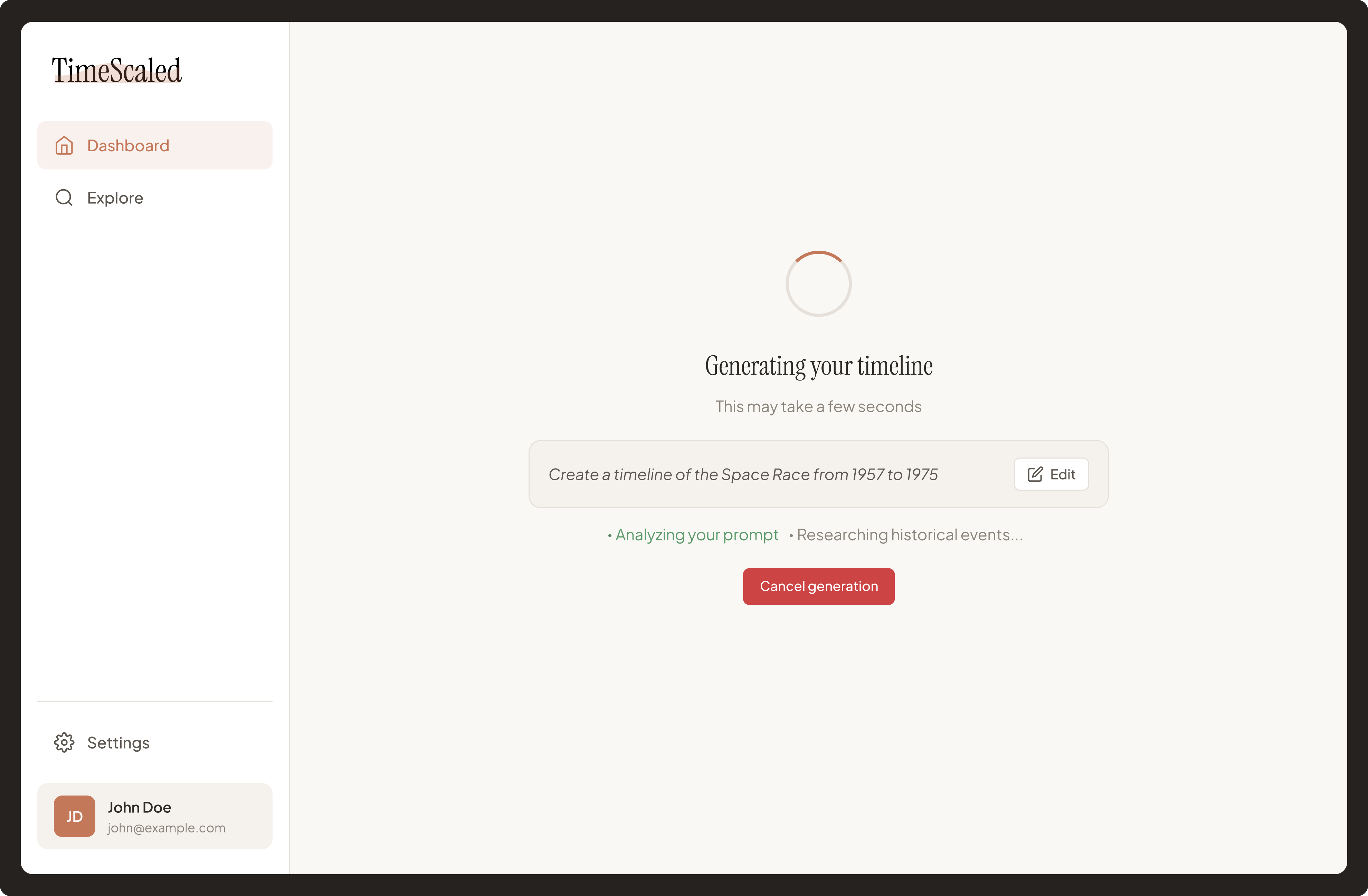 TimeScaled AI Generation