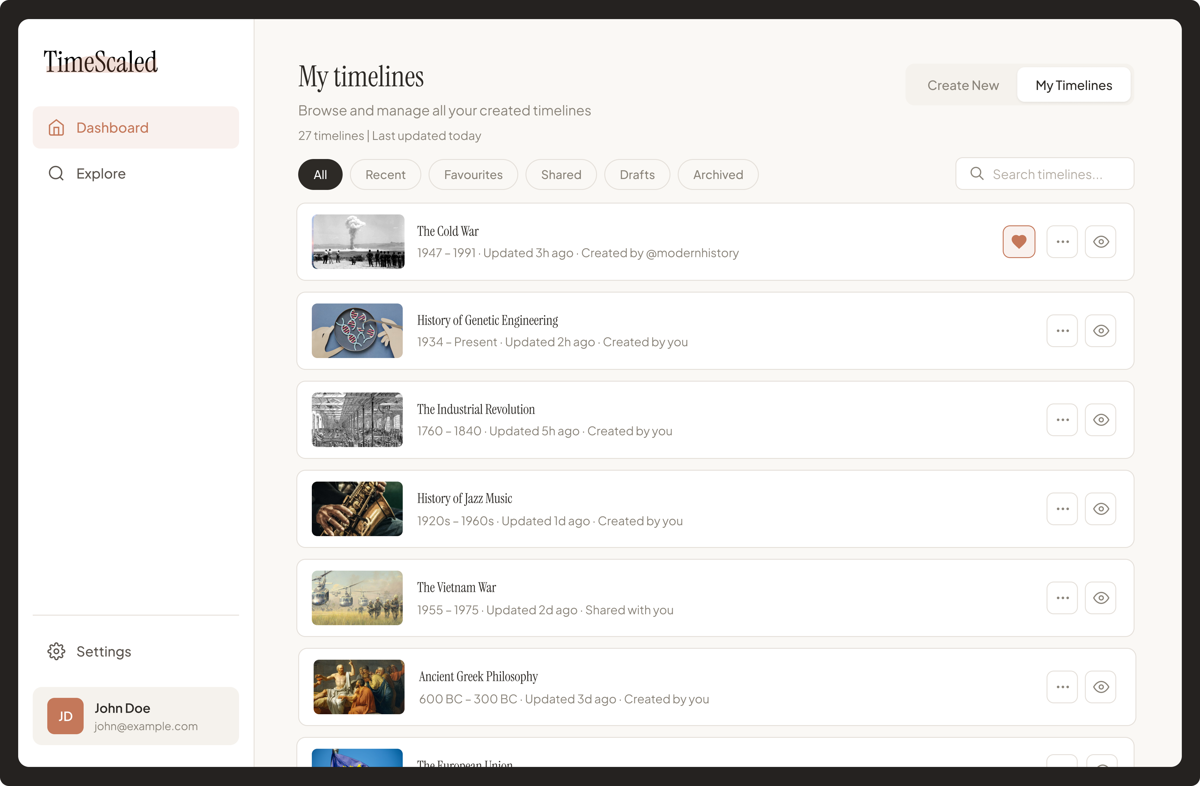 TimeScaled My Timelines