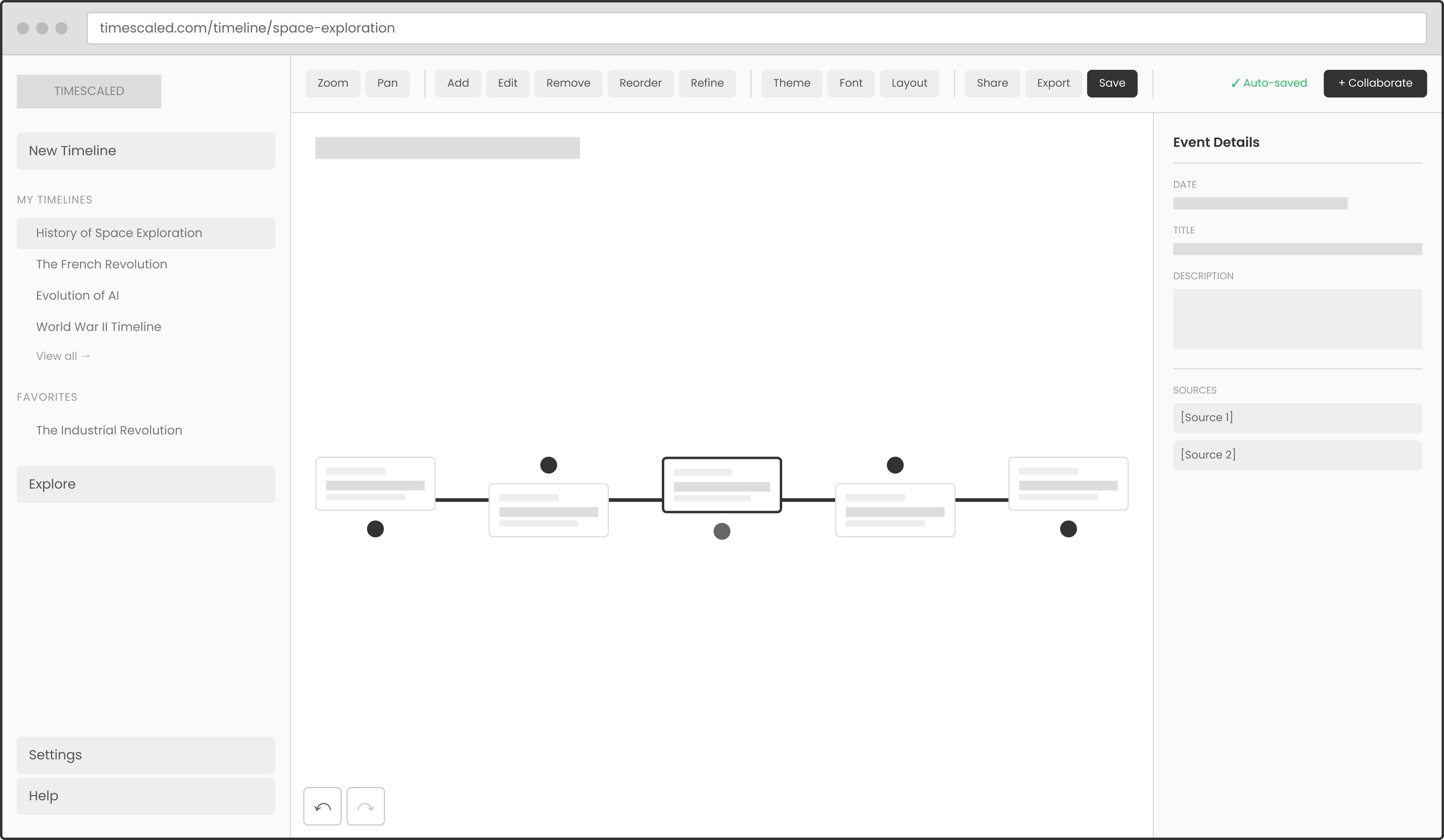 Timeline Editor Wireframe